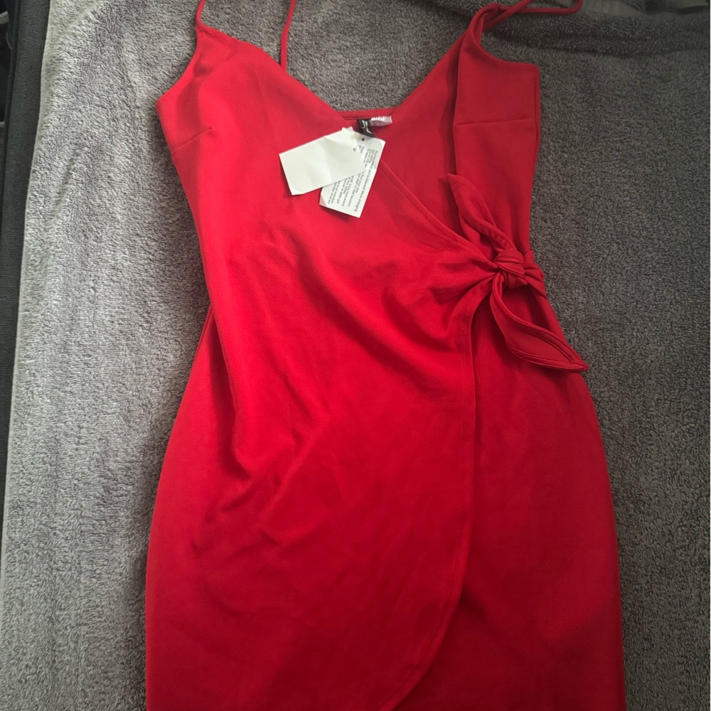 Divided Vibrant Red Wrap Dress